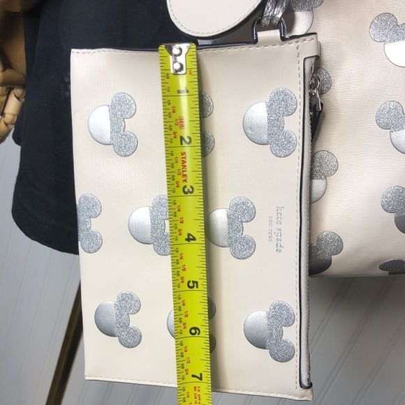 KATE SPADE X Disney Silver Mickey Mouse Embossed Shoulder Bag Tote - Picture 14 of 17